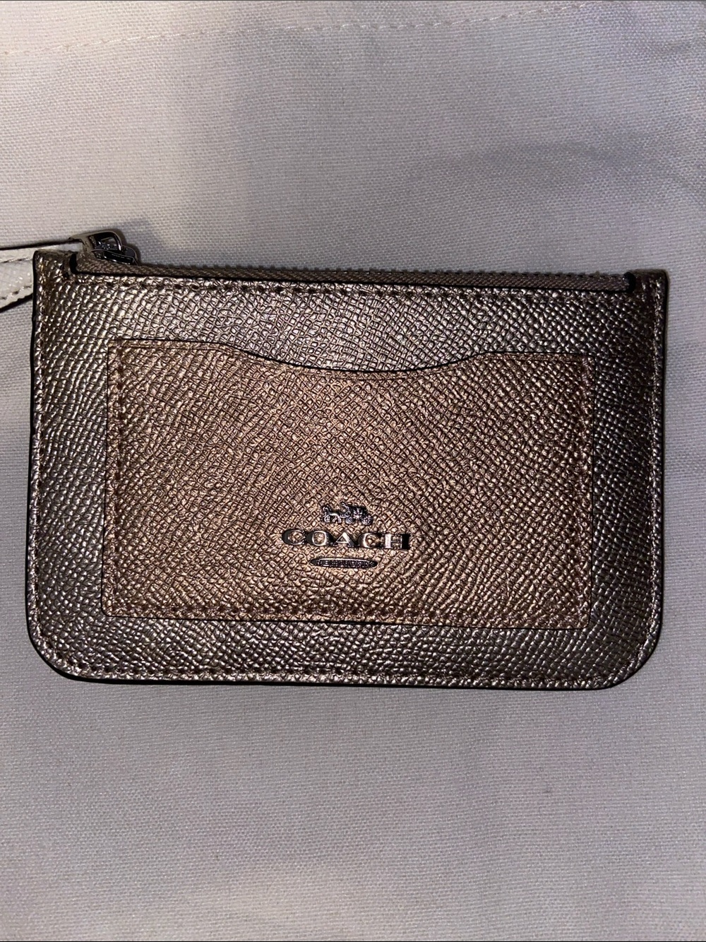 Coach Metallic Bronze Slim Card Pouch